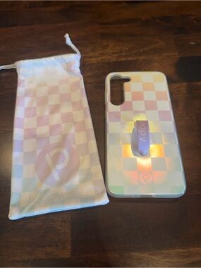 Loopy Case Iridescent Checkerboard Phone Case with Lavender Loop Grip